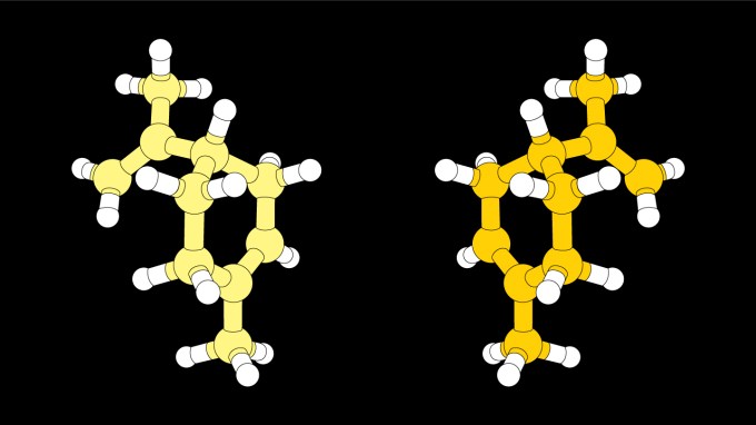 illustration of the molecular structures of two mirror versions of limonene