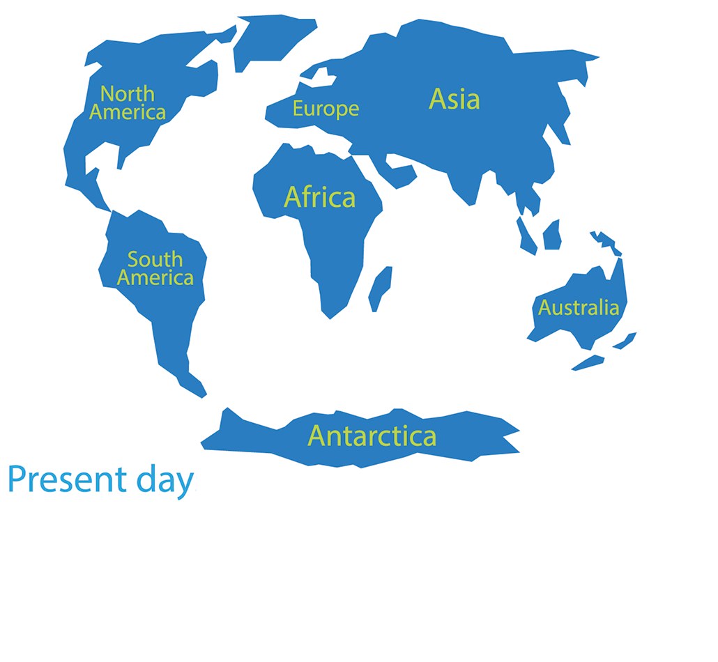 an illustration of present day continent location