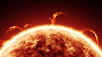 a closeup of the sun's glowing surface