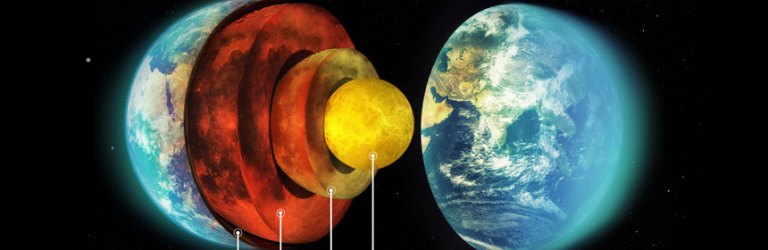 a cut away diagram showing the innner layers of the Earth
