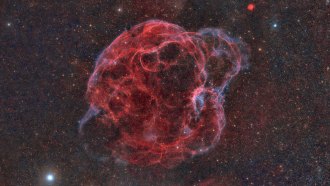 Simeis 147, also known as the Spaghetti Nebula, SNR G180.0-01.7 or Sharpless 2-240, is a supernova remnant (SNR) in the Milky Way between the constellations Auriga and Taurus. Taken in Rincón de la Victoria, Málaga. Andalusia. South of Spain.