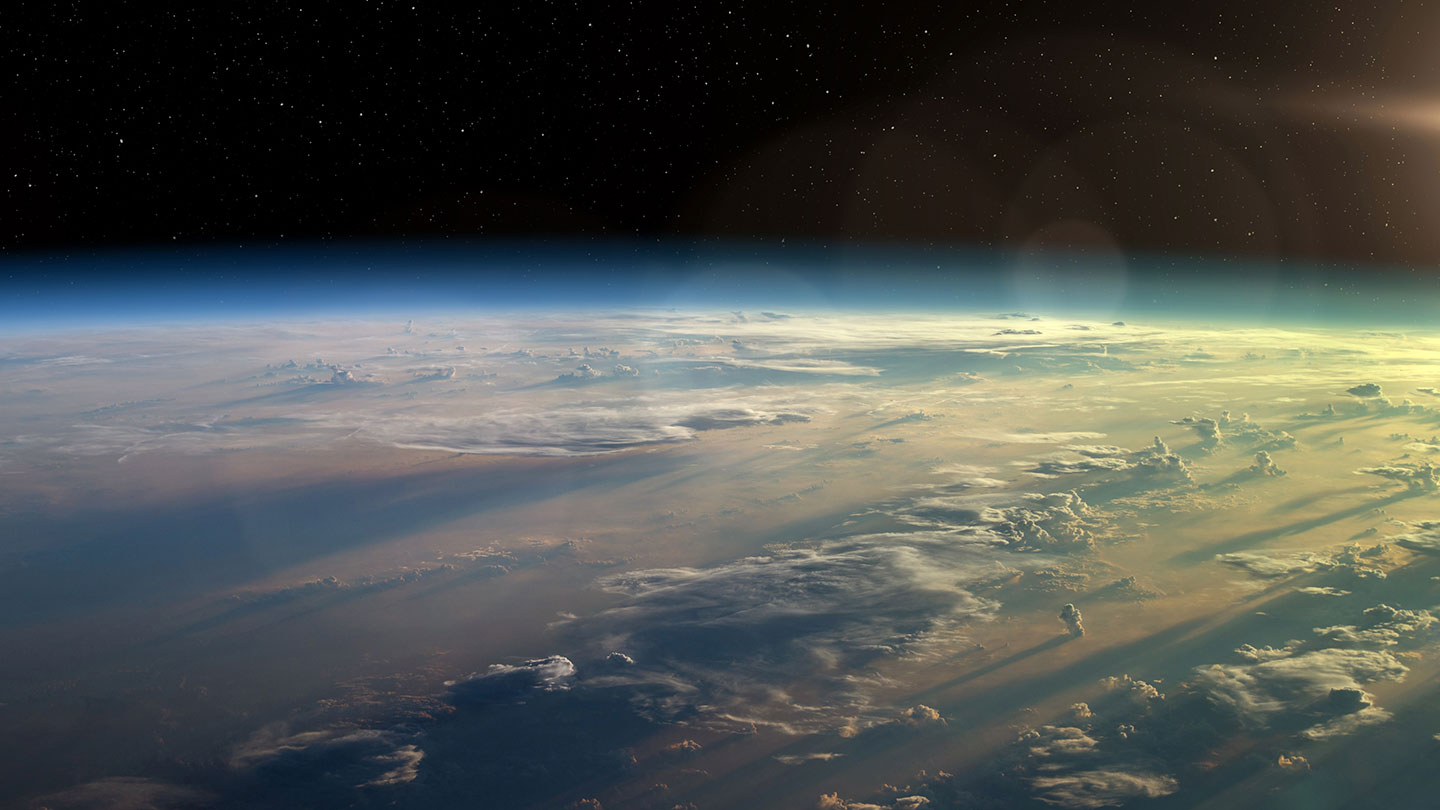 a photo of the Earth from space, showing the edge of the Earth's atmosphere