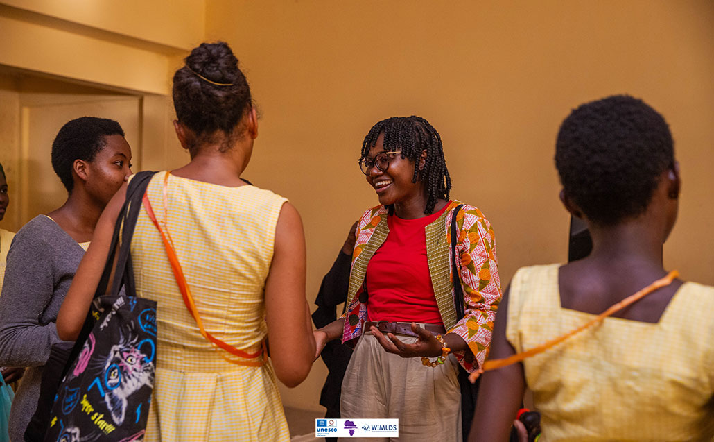 mathematician Angela Tabiri with high school girls she is mentoring