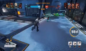 an animated image capturing gameplay created by the AI model Muse, simulating a battle game Bleeding Edge