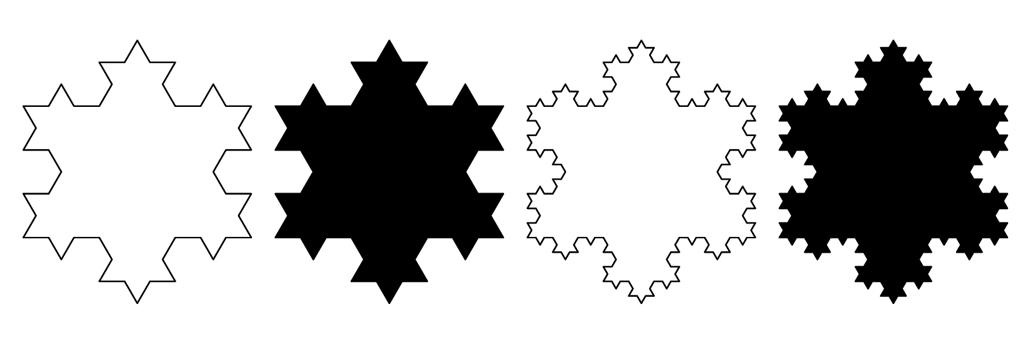 an illustration showing the outline of the fractal shape known as the Koch Snowflake