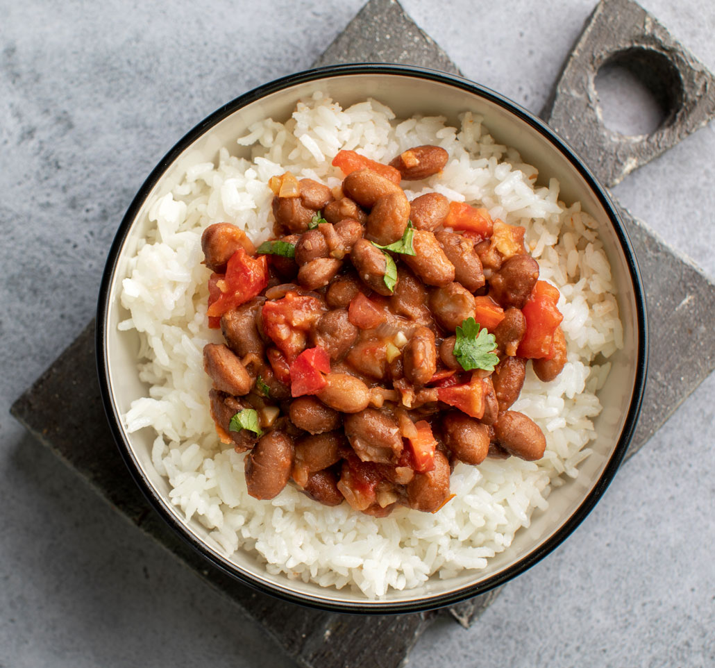 a bowl of rice and beans