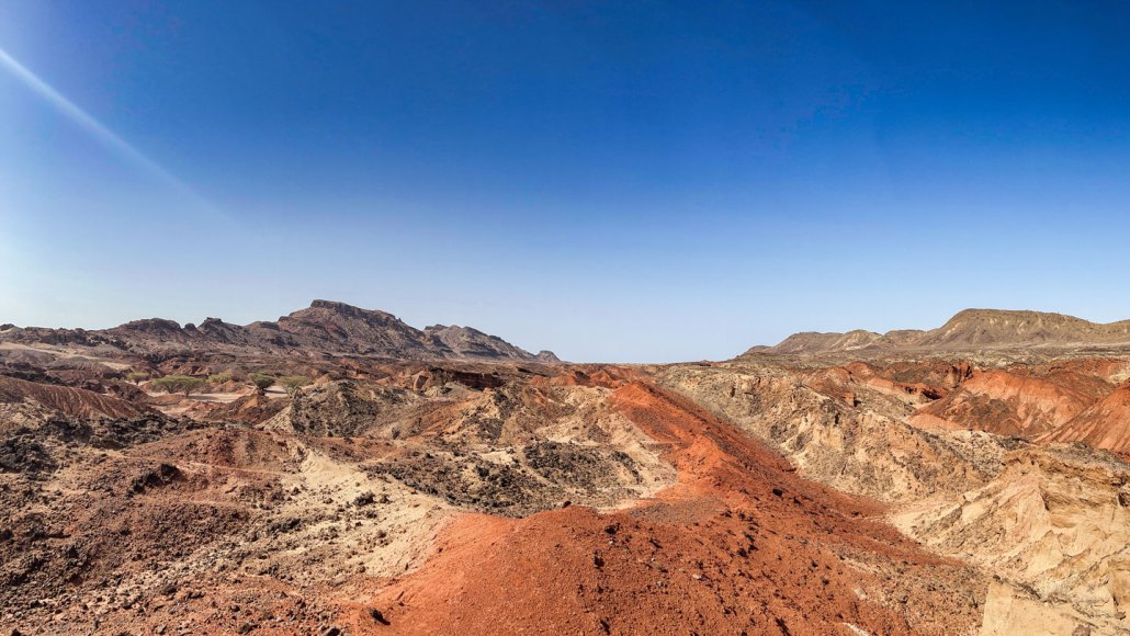 An image of he Turkana Rift Zone in Africa, where Earth’s crust is pulling apart. The landscape is mostly brown and barren.