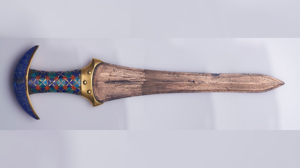 A dagger, found buried with an ancient Egyptian princess, has a elaborately decorated handle.