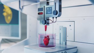 an illustration of a machine printing a heart