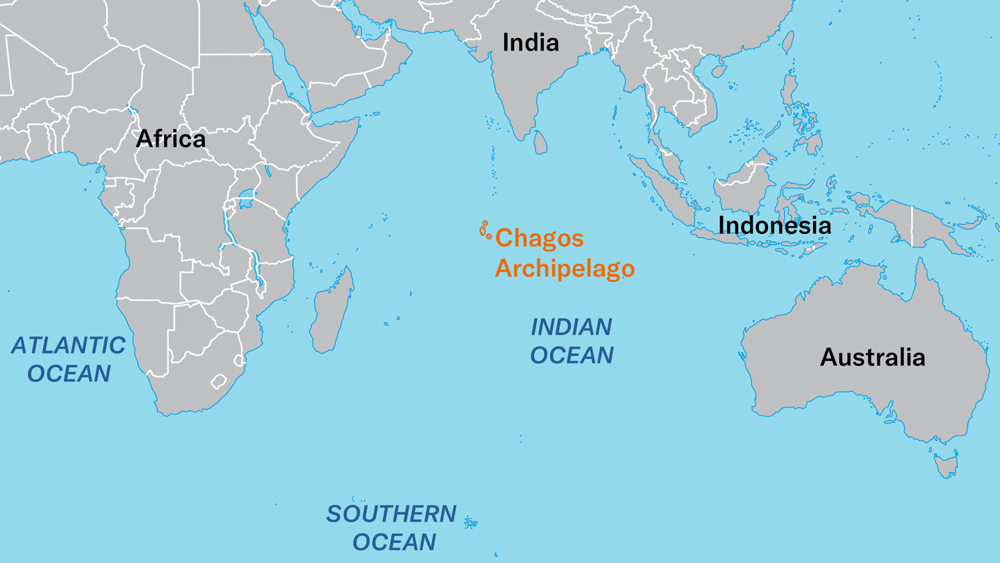 a map showing the location of the Chagos Archipelago in the Indian Ocean