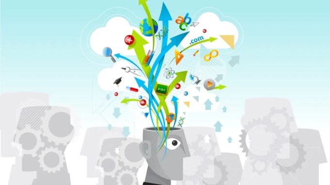 an illustration of a person with information blooming out of their brain