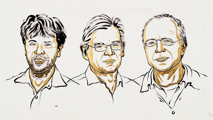 A cartoon of three men's headshots is shown.
