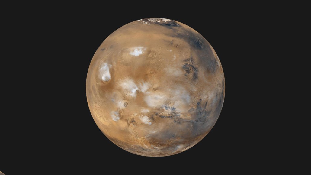 the planet Mars against a black background