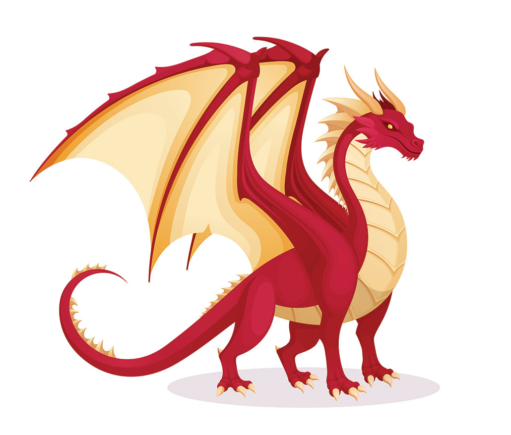 an illustration of a red European dragon